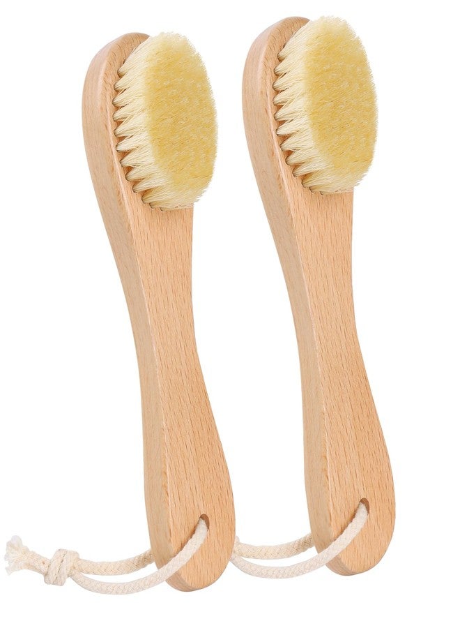 DEBETOOL Wooden Face Dry Brush with Natural Boar Bristle 2-Pack Exfoliating Facial Dry Brush with Hanging Rope - Gentle for Face & Body Cleaning - Image 1